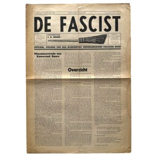 Originele Nederlandse ANFB De Fascist krant uit 1933 met fascistische propaganda en interbellum politiek drukwerk