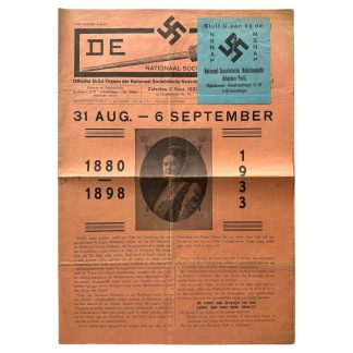 Original 1933 Dutch fascists 'De Bezem' newspaper with NSNAP label