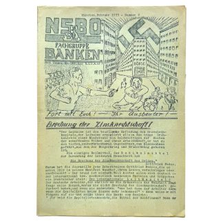 Original 1933 German NSBO newspaper from Munich featuring anti-bank, anti-capitalist and antisemitic propaganda