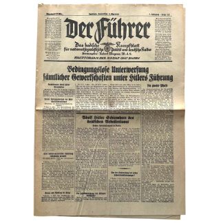 Original 1933 German NSDAP newspaper ‘Der Führer’ Karlsruhe