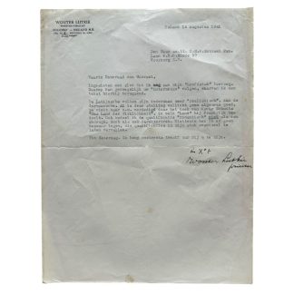 Original 1941 Dutch fascists letter from Wouter Lutkie (Hand-signed)