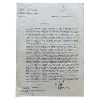 Original 1947 Dutch KNIL letter 6e Eskadron Pantserwagens Reg. Huz. van Boreel Commandant 'Zuiveringsacties'