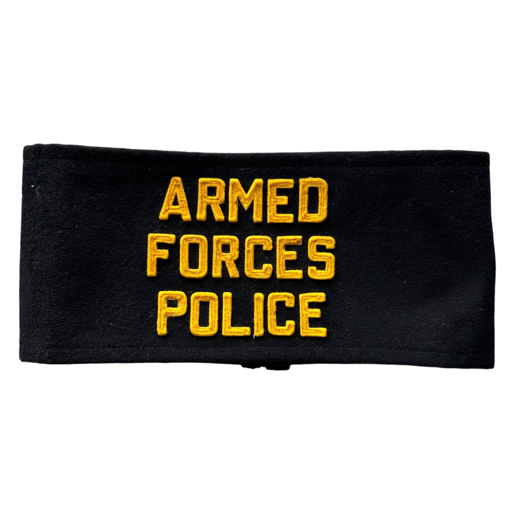 Original 1950s American Armed Forces Police armband black yellow US Army military police collectors item.