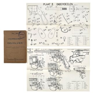 Originele Pre 1940 Nederlands leger revolver voorschrift handleiding Torpedisten met technische posters