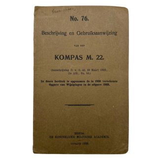 Originele Nederlandse leger handleiding Kompas M22 uit 1926 met militaire navigatie instructies pre 1940 militaria.