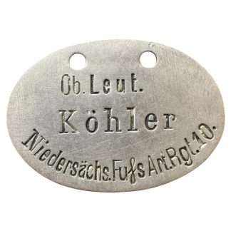 Original WW1 German army Erkennungsmarke Niedersächsisches Fußartillerie Regiment Nr. 10