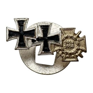 Original WW1 German miniature buttonhole pin - Iron Cross 1st and 2nd class - Ehrenkreuz für Frontkämpfer