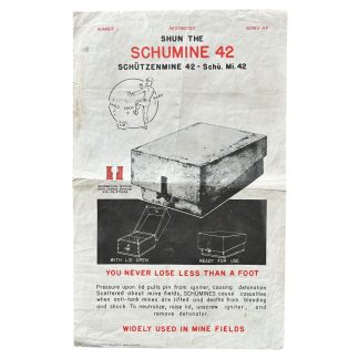 Original WWII British Army instruction poster Schumine 42 printed on captured German military map collectible