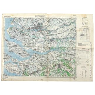 Original WWII British large size map of the area of Rotterdam in 1944