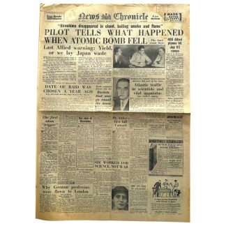 Original WWII British newspaper 'News Chronicle' atomic bombing of Hiroshima