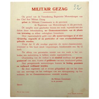 Original WWII Dutch 'Militair Gezag' poster Nijmegen