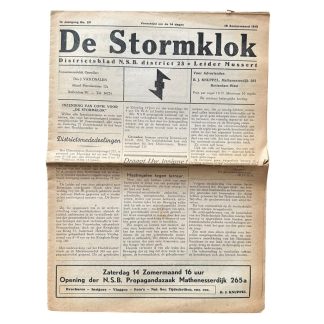 Original WWII Dutch NSB local newspaper 'De Stormklok' Rotterdam