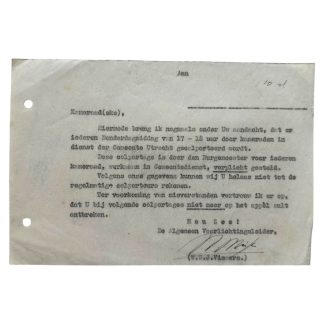 Original WWII Dutch Nationale Jeugdstorm document propaganda distribution duties in Utrecht