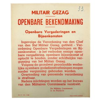 Original WWII Dutch 'Openbare Bekendmaking' poster Nijmegen