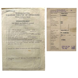 Original WWII Dutch resistance documents of Jan Pereboom linked to Middelburg and Ossenzijl with USAAF pilot helpers in 1945.