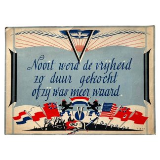 Original WWII Dutch liberation cardboard sign Netherlands 1945