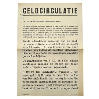 Original WWII Dutch poster 'Geldcirculatie' Nijmegen