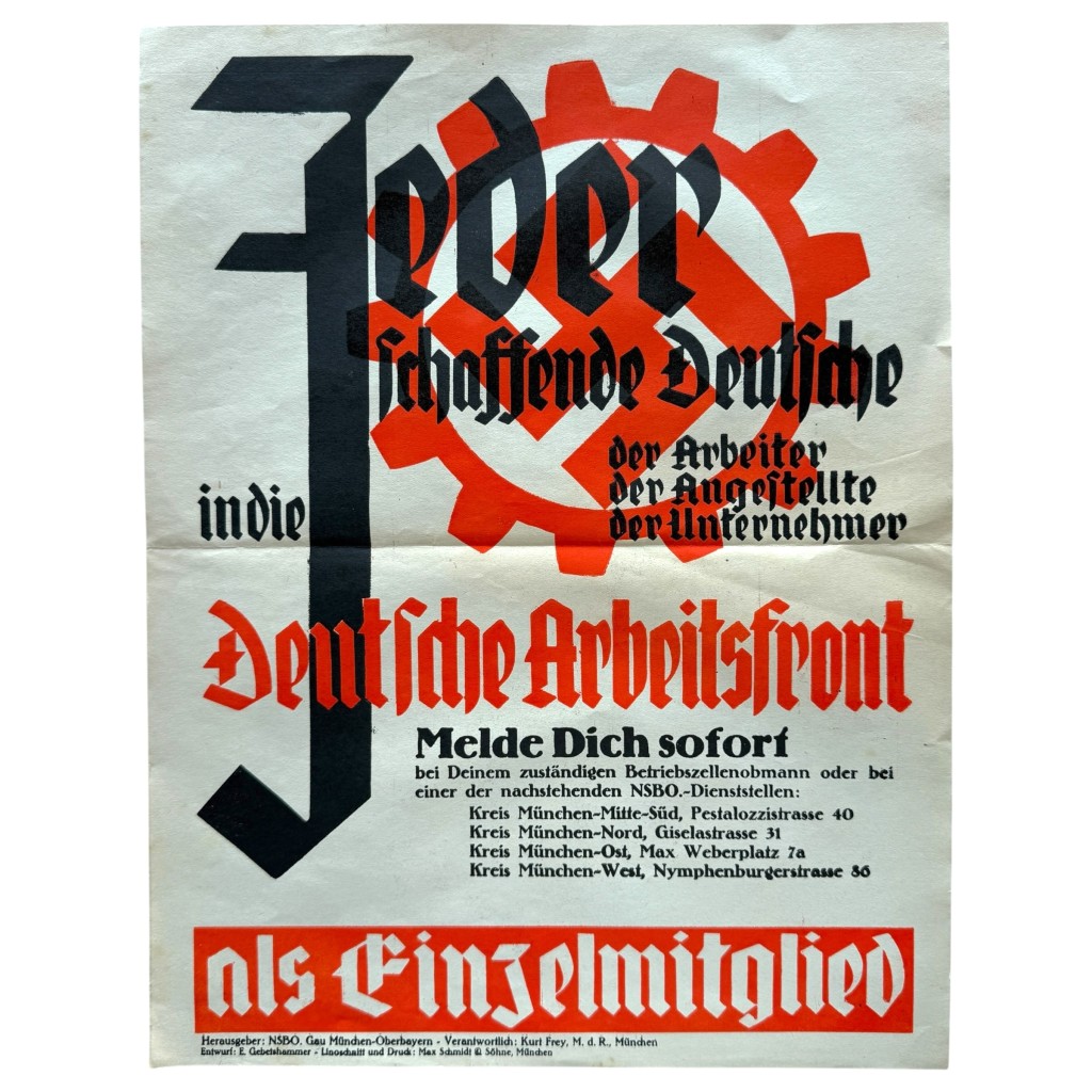 Original WWII German DAF 'Deutsche Arbeitsfront' poster