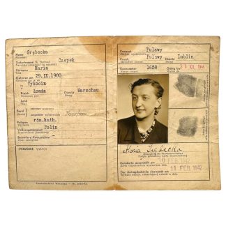 Original WWII German Kennkarte from Puławy near Lublin 1942