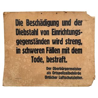 Original WWII German Luftschutz carton sign Lüdenscheid