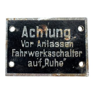 Original WWII German Luftwaffe cockpit warning plate