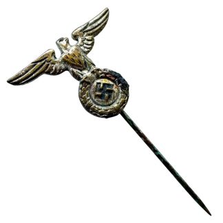 Original WWII German NSDAP tie pin with eagle and swastika from 1933-1945 for collectors of German militaria and insignia.