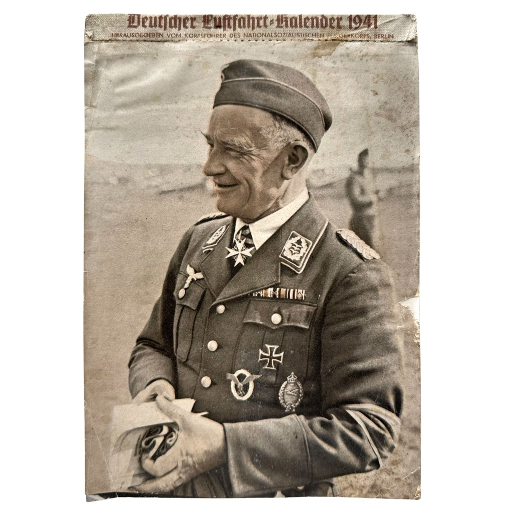 Original Deutscher Luftfahrt Kalender 1941 issued by the NSFK with German aviation photographs and WWII propaganda imagery.