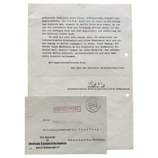Original WWII German SS-Gruppenführer Reinhard Heydrich letter with autograph to the Dutch Chief Commissioner of Police H.J. Versteeg in Amsterdam