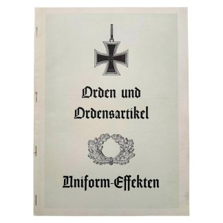 Original WWII German Wilhelm Deumer catalog featuring Wehrmacht awards, Iron Cross, Luftwaffe insignia and German uniform effects.