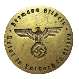 Originaler deutscher Notarstempel WWII Herman Giebels Burbach Kr Siegen aus Messing mit Reichsadler und Hakenkreuz Militaria Sammlerstück