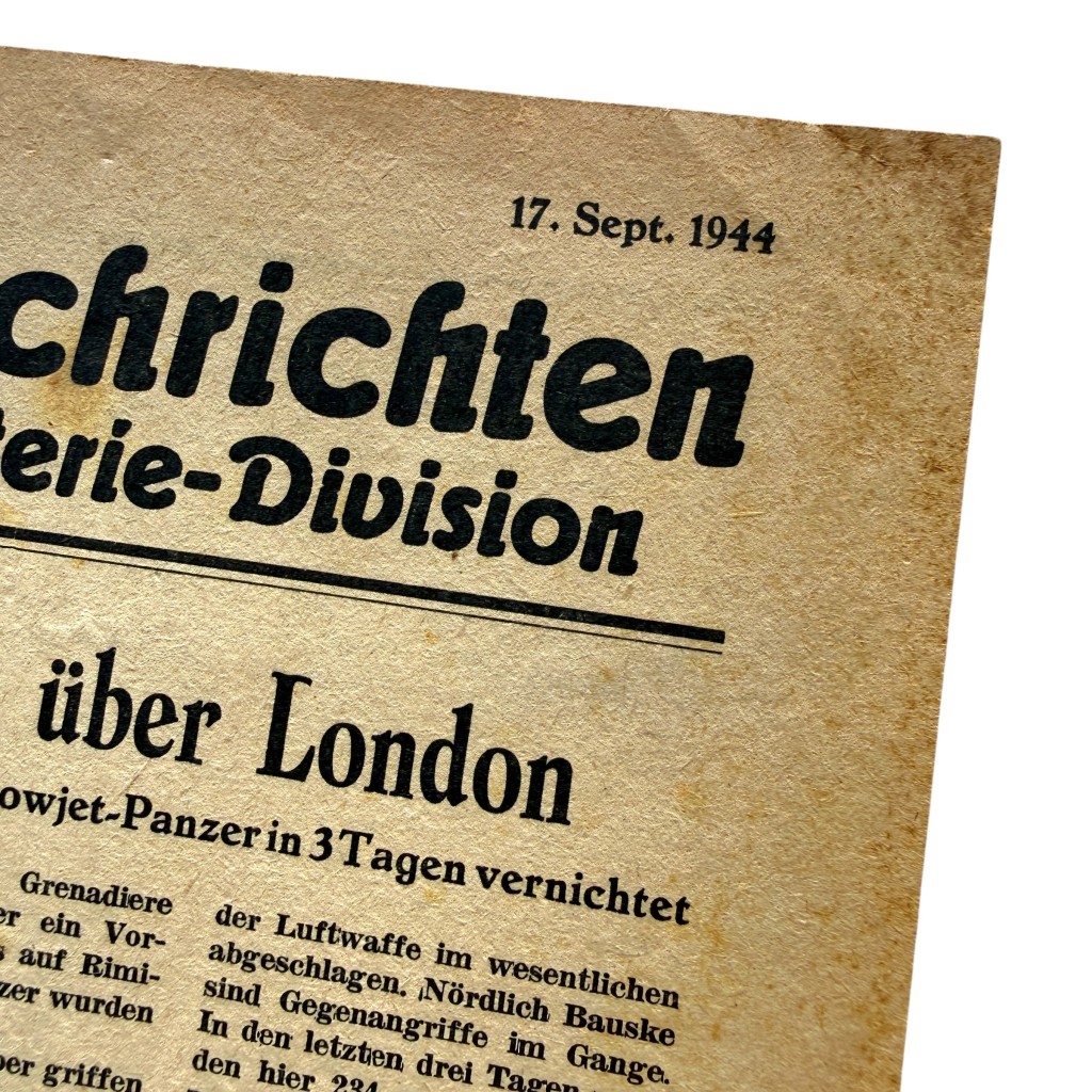 Original WWII German propaganda leaflet ‘Kurznachrichten einer Infanterie-Division’ september 1944
