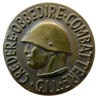 Original WWII Italian fascist G.I.L. pin ‘Cedere Obbedire Combattere G.I.L.’