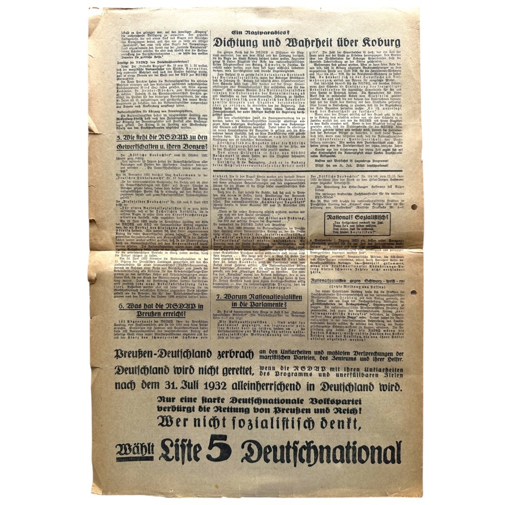 Original 1932 Anti-NSDAP Eiserne Front German newspaper ‘Attacke’ - Image 3