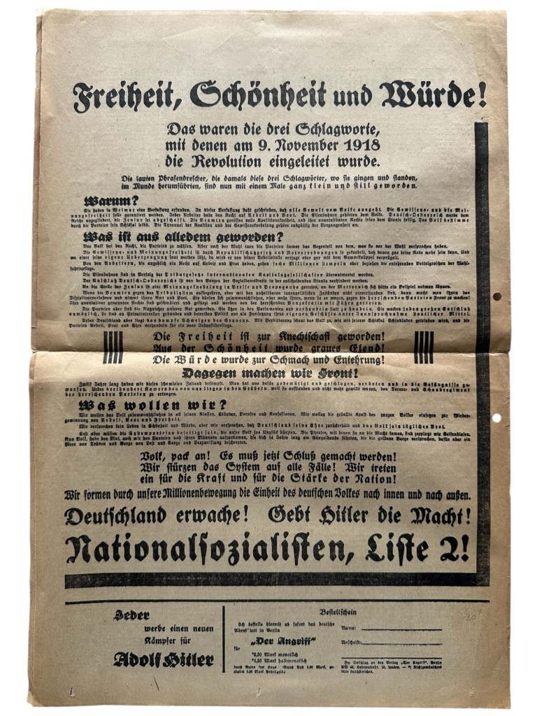 Original 1932 German newspaper ‘Der Angriff’ - Image 4