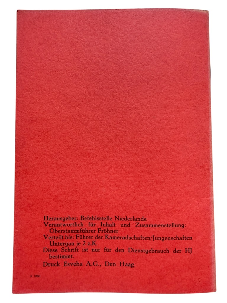 Original WWII German Hitlerjugend Führerdienst Befehlstelle Niederlande brochure Heft 1 - October 1941 - Image 9