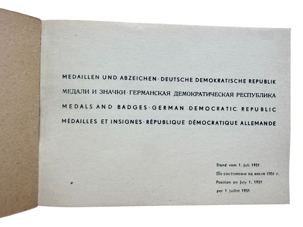Original early DDR brochure titled ‘Medaillen und Abzeichen’ issued in 1951 by the Deutsche Demokratische Republik - Image 2