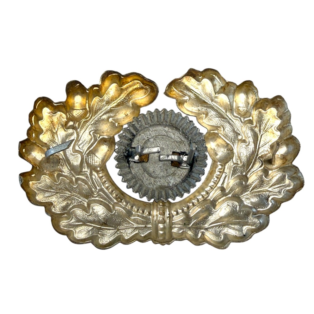 Original WWII German Wehrmacht metal visor cap insignia wreath and cockade - Image 2