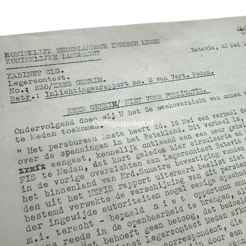 Original 1947 Dutch KNIL top secret intelligence report from the Dutch East Indies - Image 3