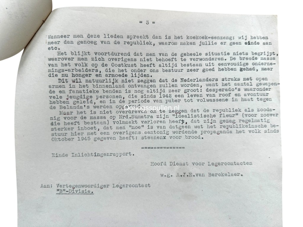 Original 1947 Dutch KNIL top secret intelligence report from the Dutch East Indies - Image 5