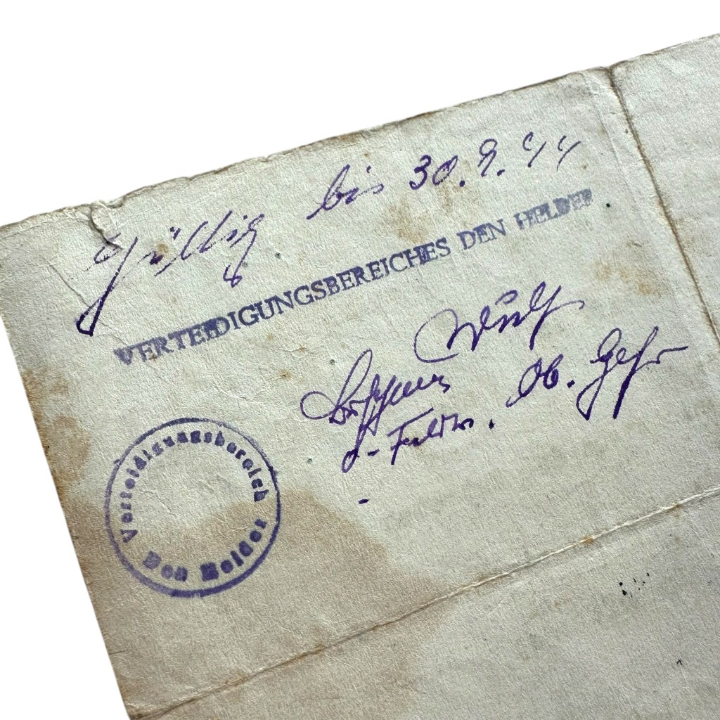 Original WWII German acces permit Texel - Alkmaar - Den Helder