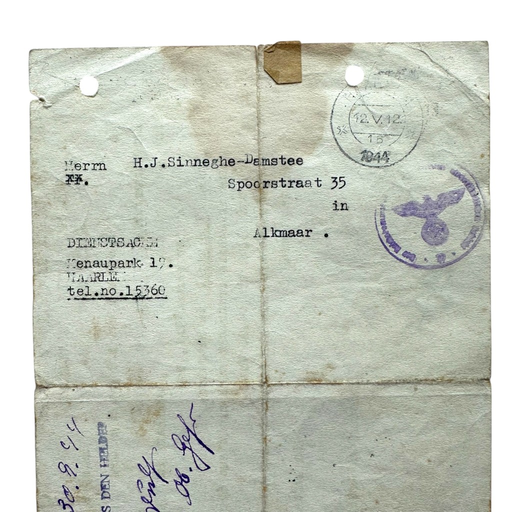 Original WWII German acces permit Texel - Alkmaar - Den Helder