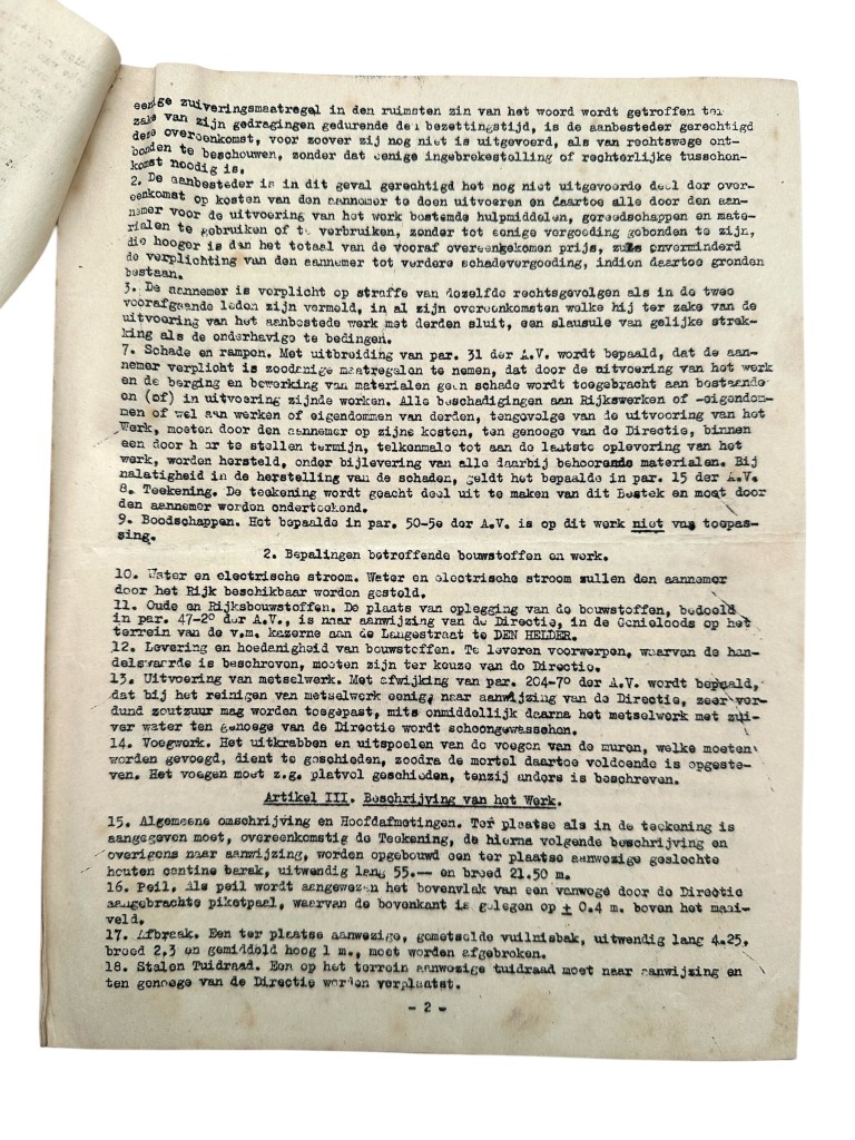 Original 1945-1946 Dutch Army Engineers document set concerning the reconstruction of the Cantinebarak near the Oostbatterij in Den Helder - Image 9