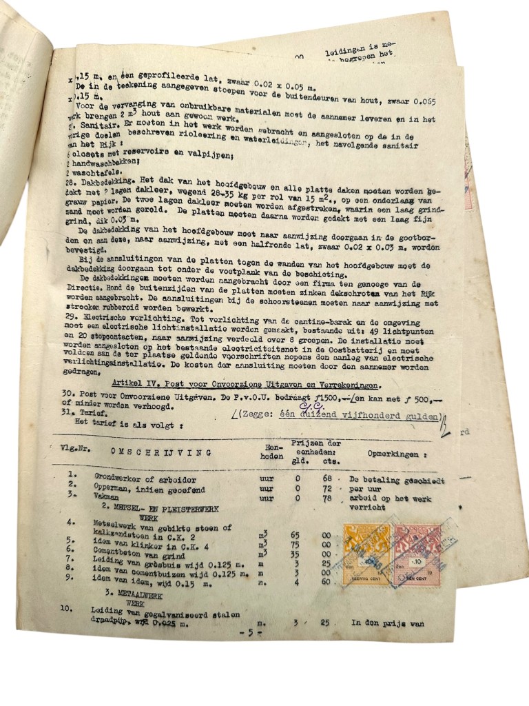 Original 1945-1946 Dutch Army Engineers document set concerning the reconstruction of the Cantinebarak near the Oostbatterij in Den Helder - Image 10