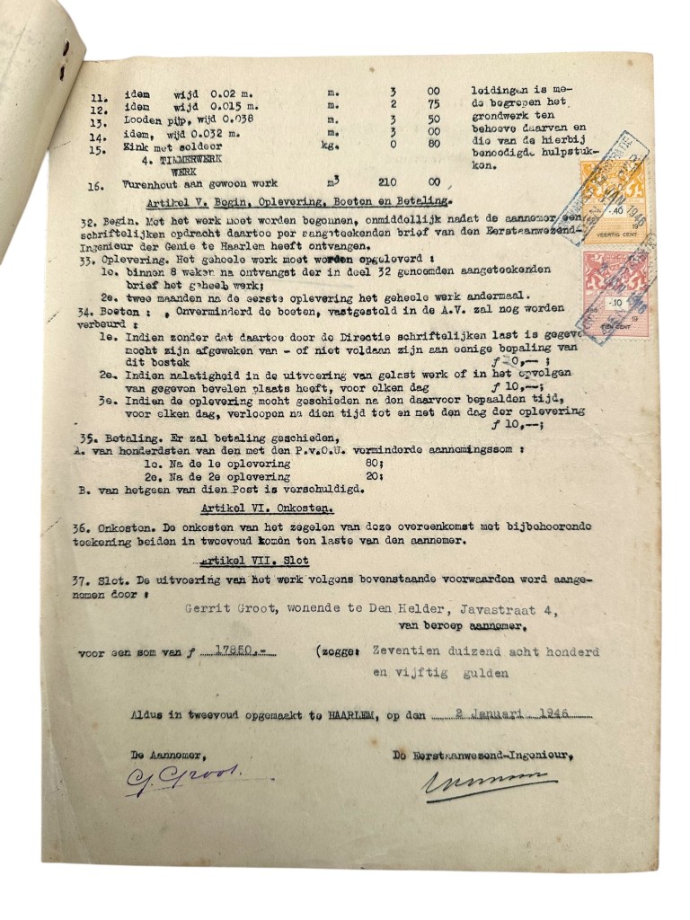 Original 1945-1946 Dutch Army Engineers document set concerning the reconstruction of the Cantinebarak near the Oostbatterij in Den Helder - Image 11