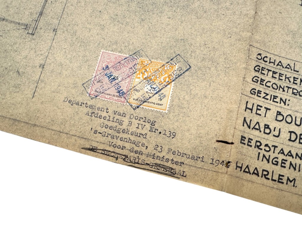 Original 1945-1946 Dutch Army Engineers document set concerning the reconstruction of the Cantinebarak near the Oostbatterij in Den Helder - Image 5