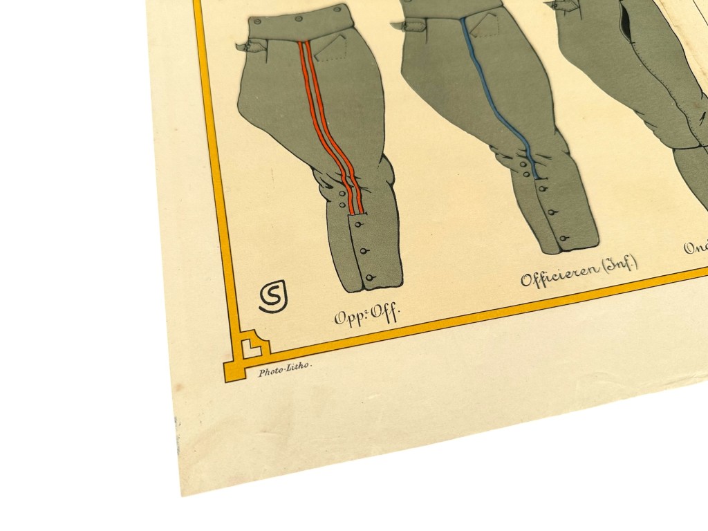 Original Pre 1940 Dutch army poster ranks, insignia and headgear - Image 5