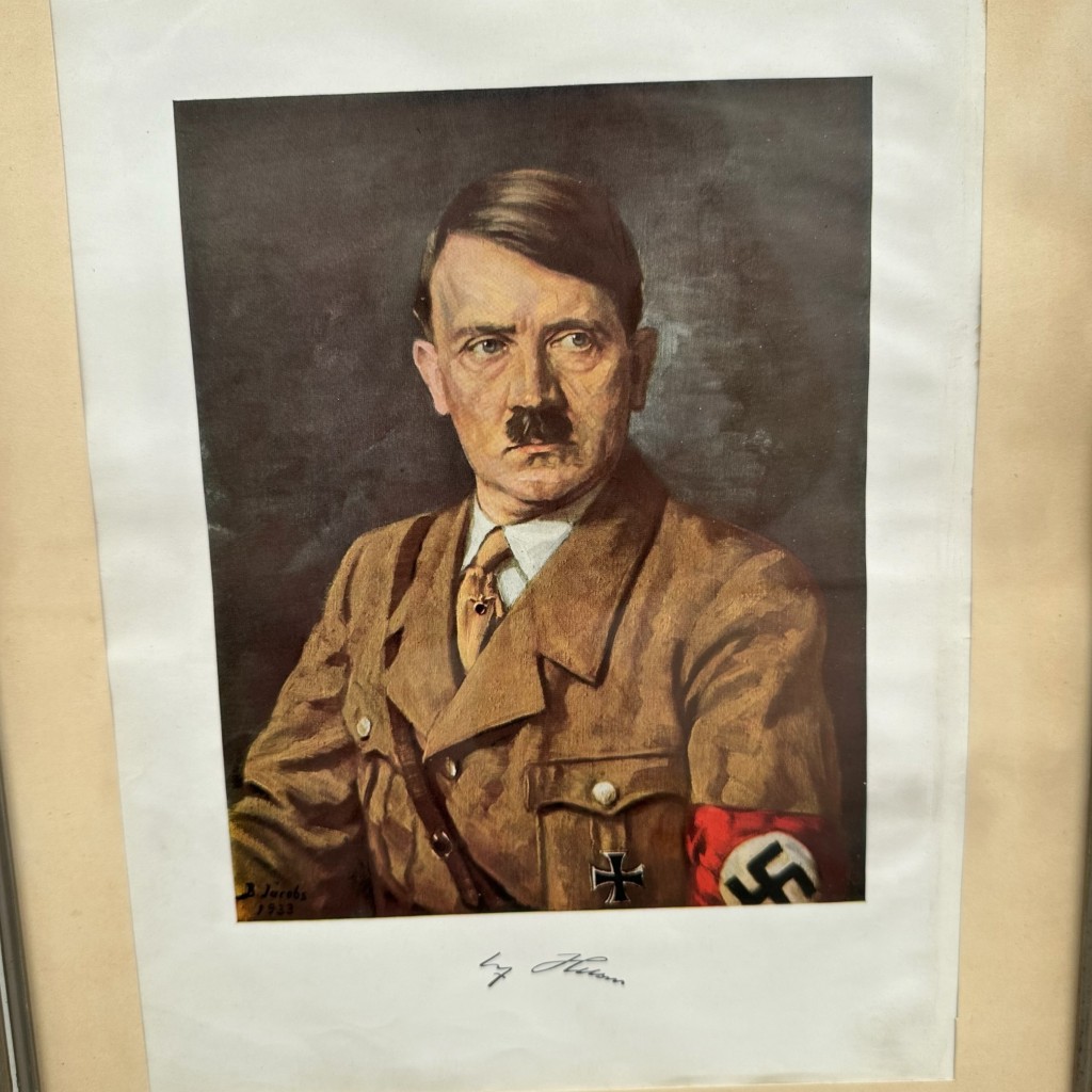 Original WWII German framed print featuring Adolf Hitler - 16. Luftwaffe Felddivision - Apeldoorn - Scheveningen - IJmuiden - Haarlem - Leiden - Amstelveen