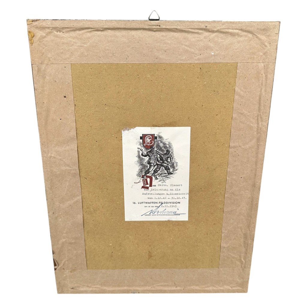 Original WWII German framed print featuring Adolf Hitler - 16. Luftwaffe Felddivision - Apeldoorn - Scheveningen - IJmuiden - Haarlem - Leiden - Amstelveen - Image 3