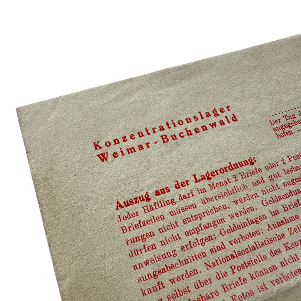 Original WWII German concentration camp letter Buchenwald (Czech prisoner)