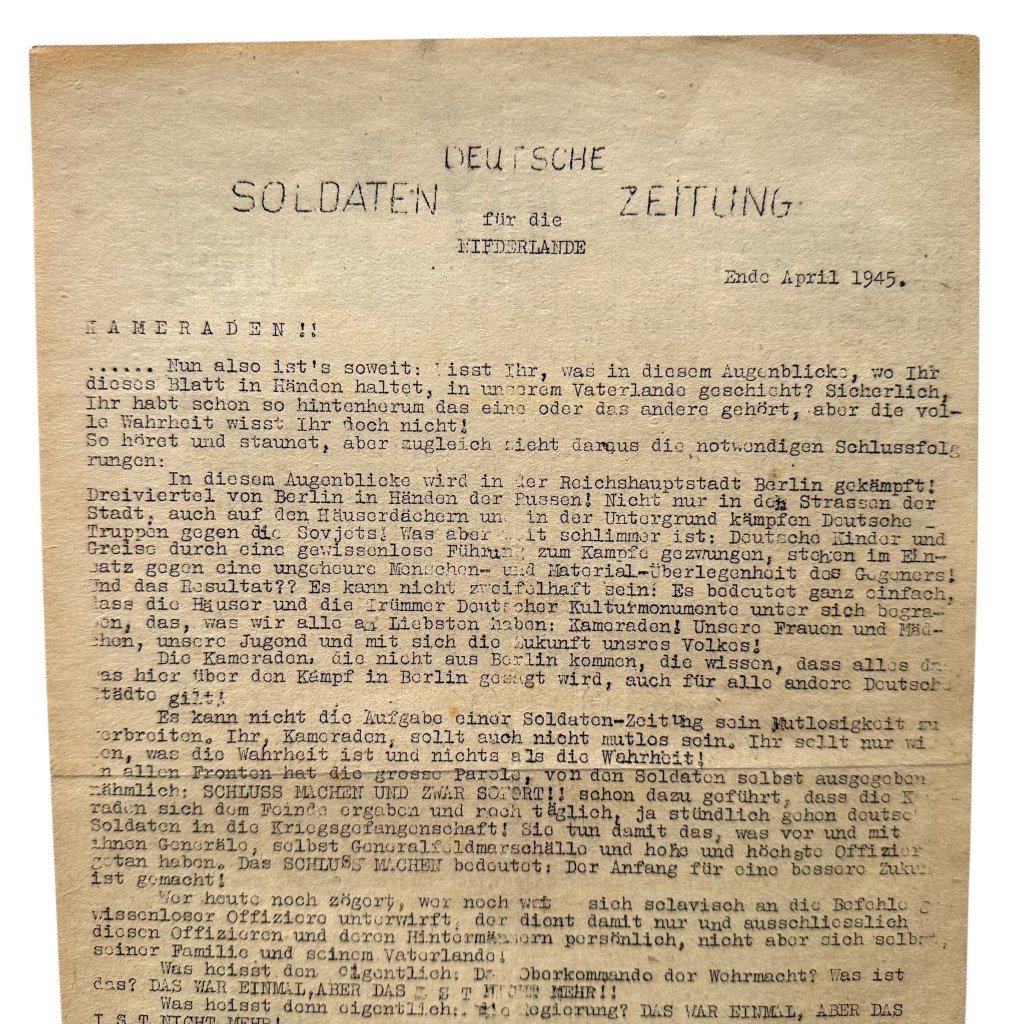 Original WWII 'Deutsche Soldaten Zeitung für die Niederlande' published in late April 1945 - Image 2